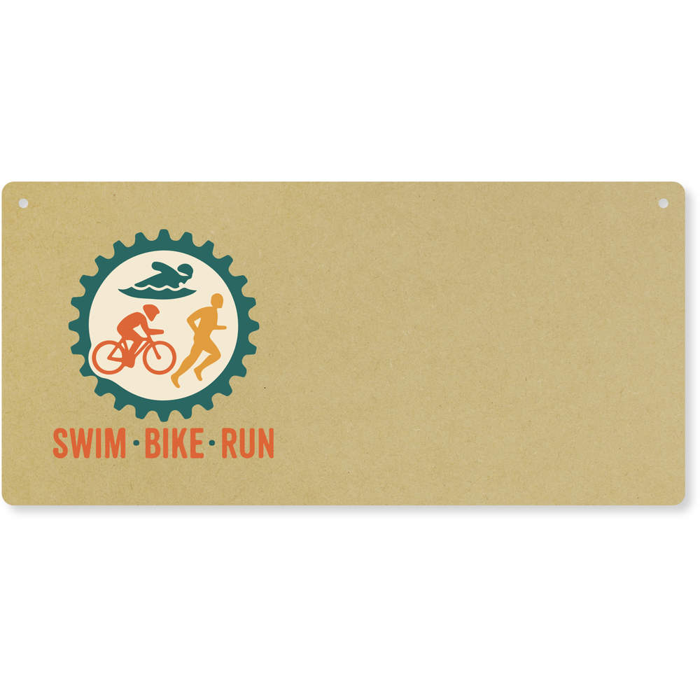 'Swim Bike Run Triathlon' Large Wooden Wall Plaque / Door Sign (DP00070900)