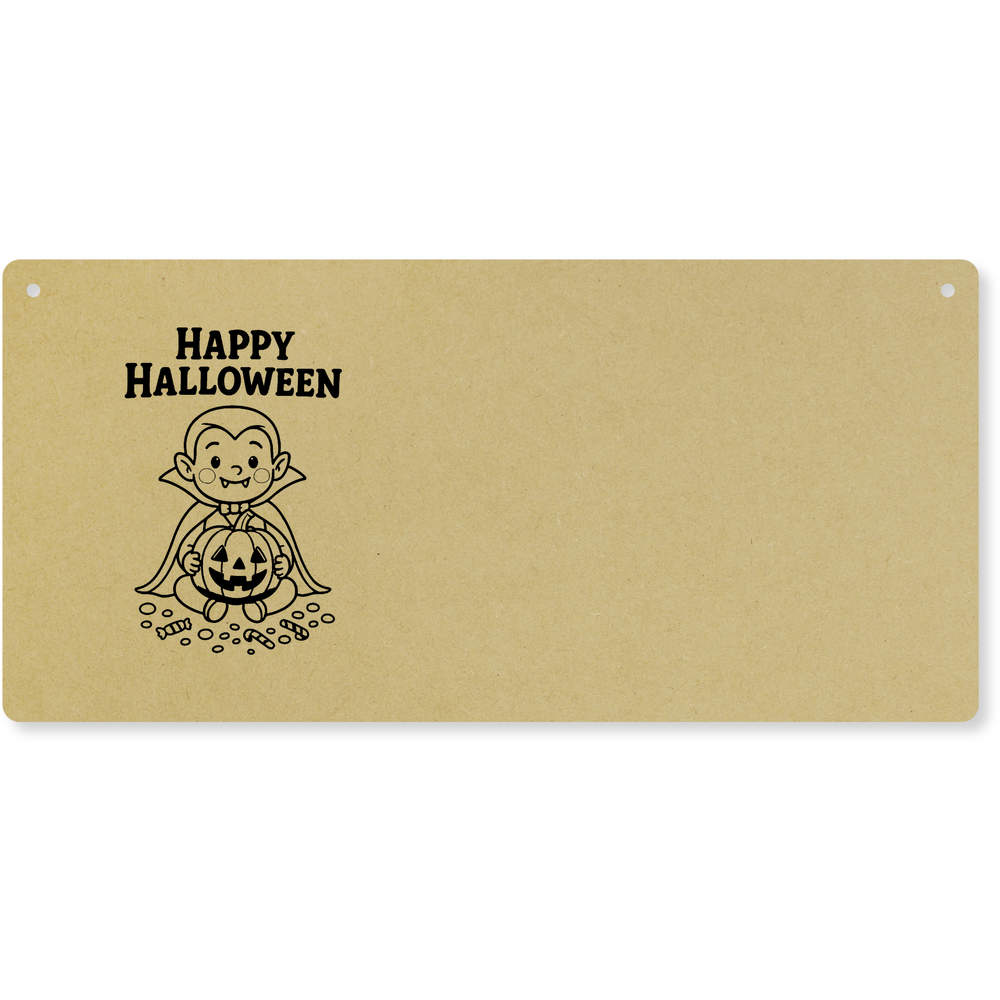 'Happy Halloween Vampire' Large Wooden Wall Plaque / Door Sign (DP00071145)