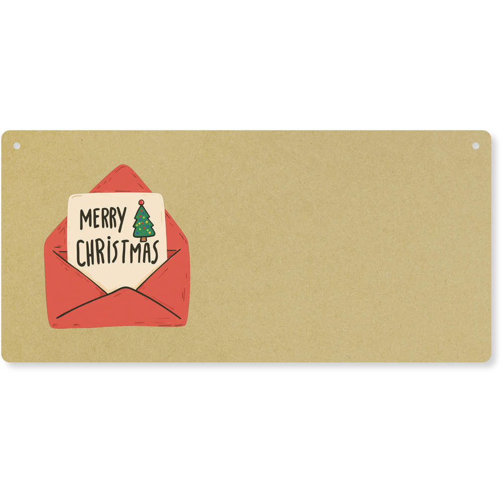 'Merry Christmas Card in Envelope' Large Wooden Wall Plaque / Door Sign (DP00071714)