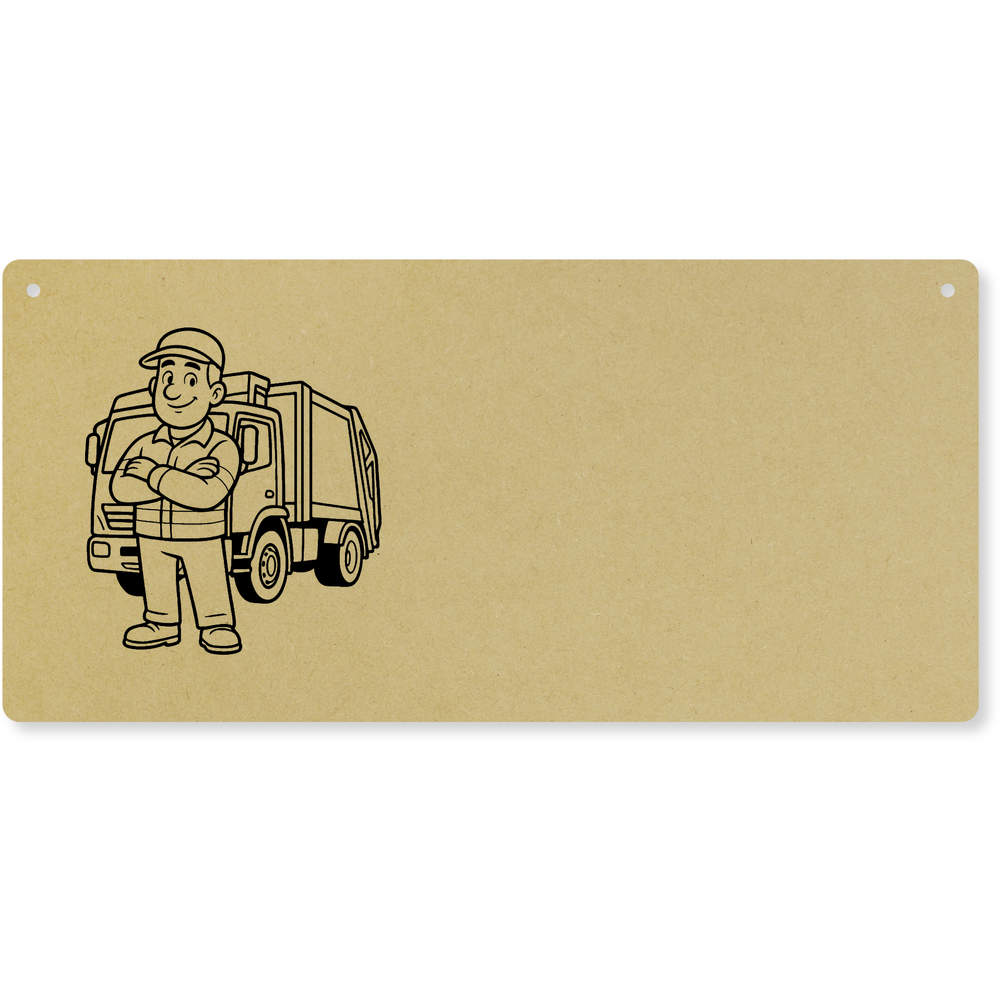 'Bin Man & Bin Truck' Large Wooden Wall Plaque / Door Sign (DP00071844)