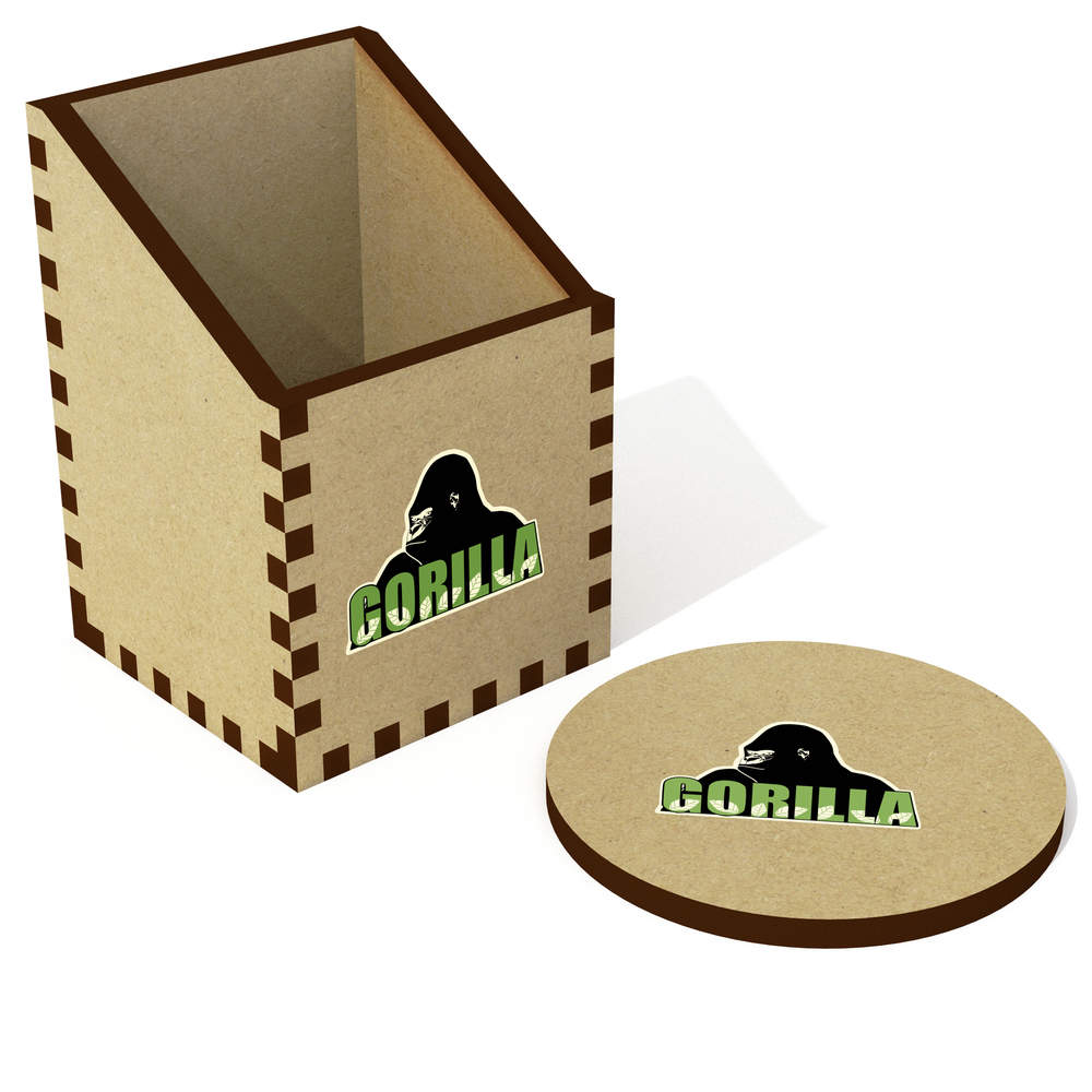 'Gorilla With Text And Leaves' Desk Tidy / Pencil Holder (DT00101353)