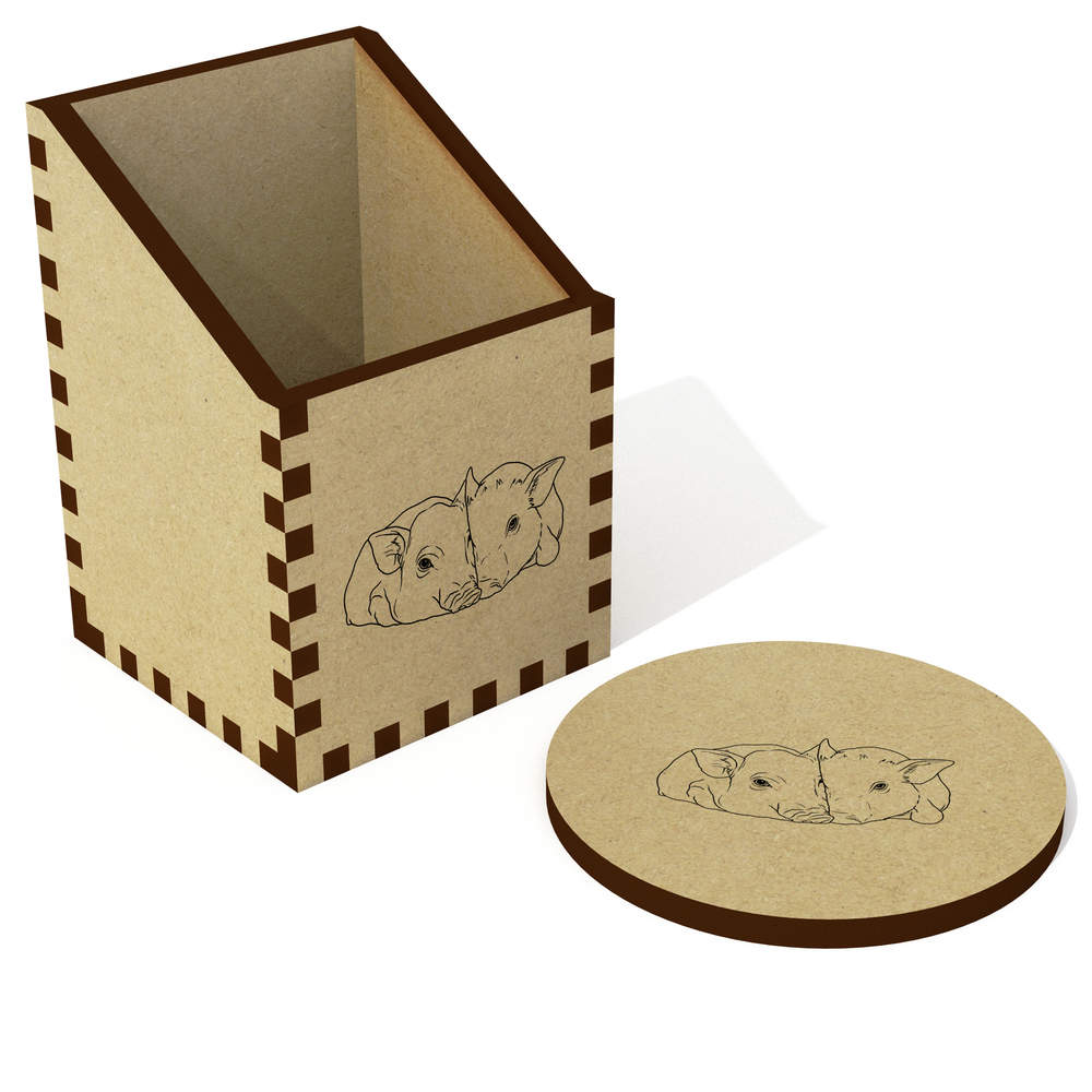 'Cuddling Pigs' Desk Tidy / Pencil Holder (DT00107532)
