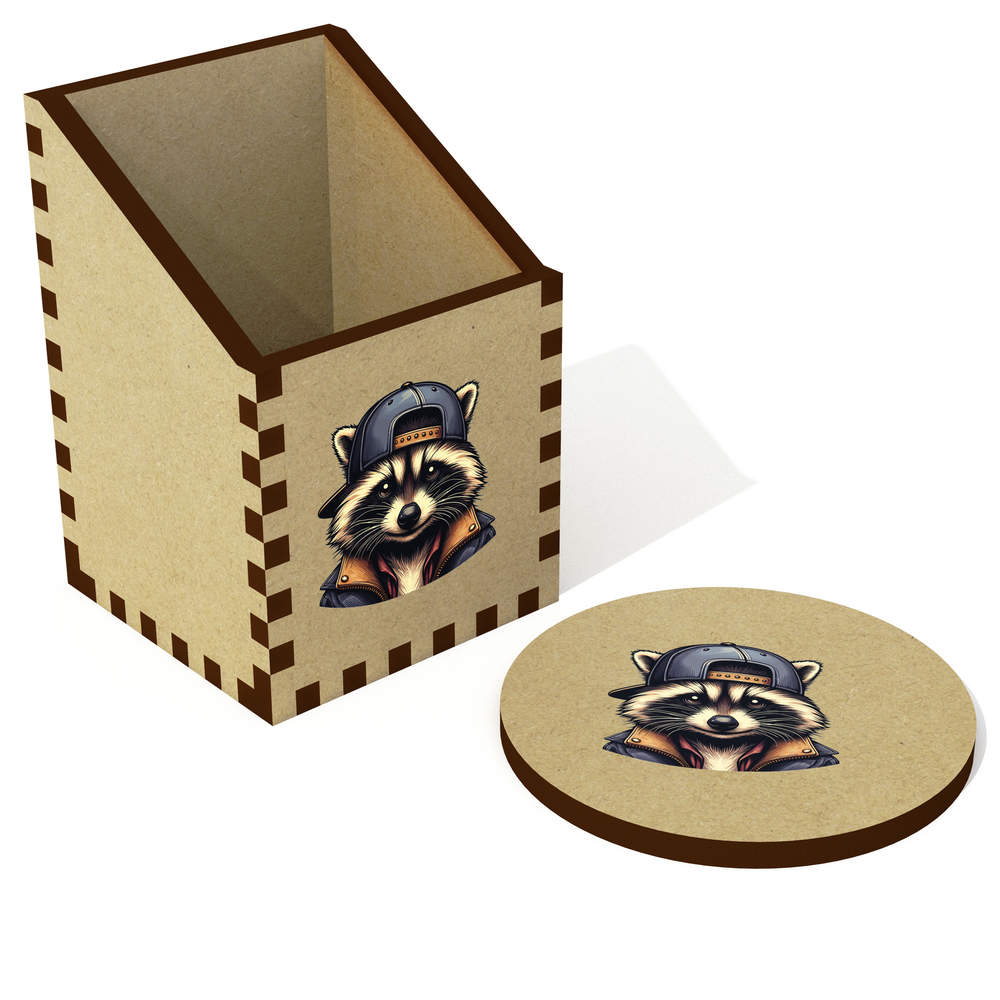 'Cool Raccoon' Desk Tidy / Pencil Holder (DT00110199)