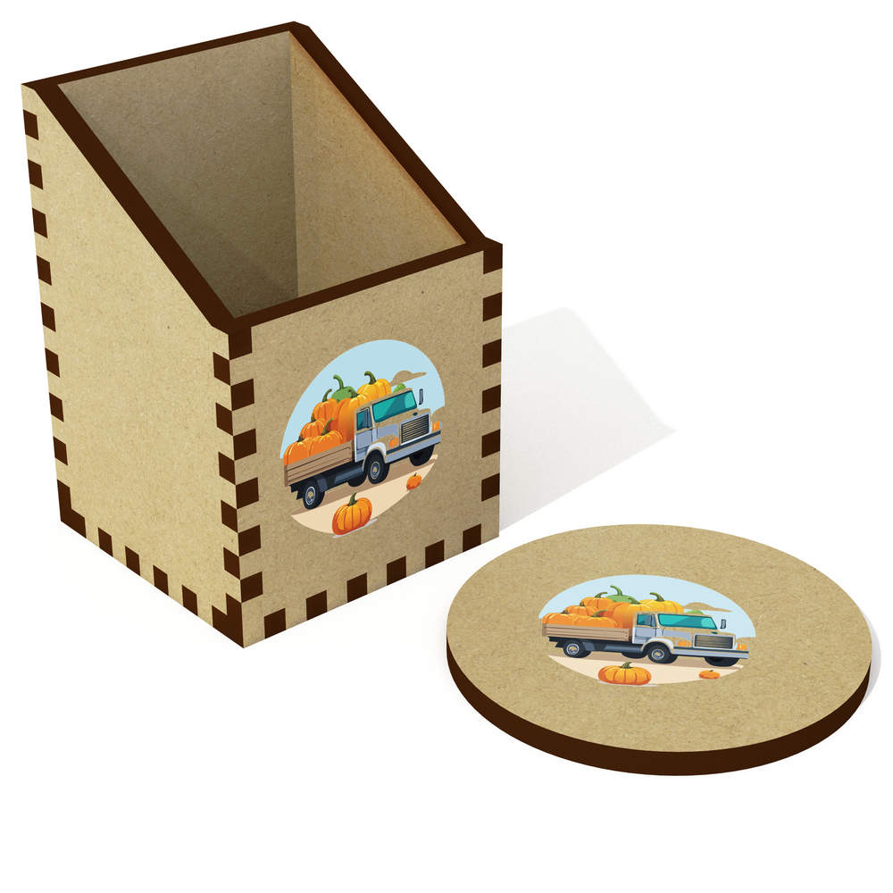 'Truck With Pumpkins' Desk Tidy / Pencil Holder (DT00110679)