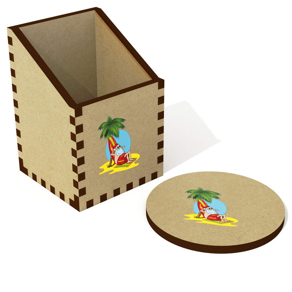 'Surfing Santa' Desk Tidy / Pencil Holder (DT00110954)