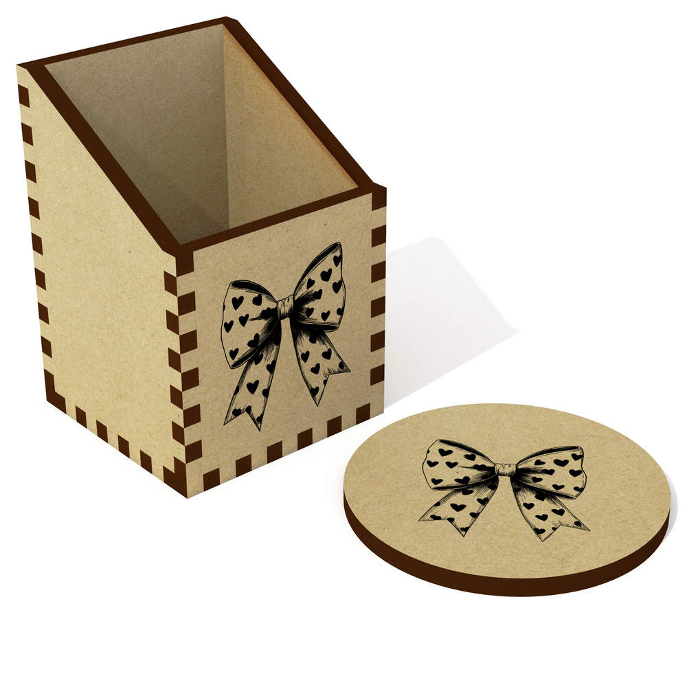 'Coquette Bow with Hearts' Desk Tidy / Pencil Holder (DT00112829)