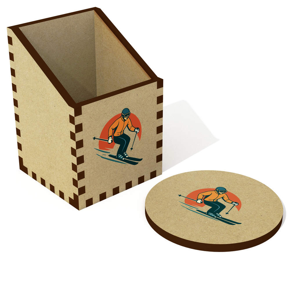 'Skiing Person' Desk Tidy / Pencil Holder (DT00115704)
