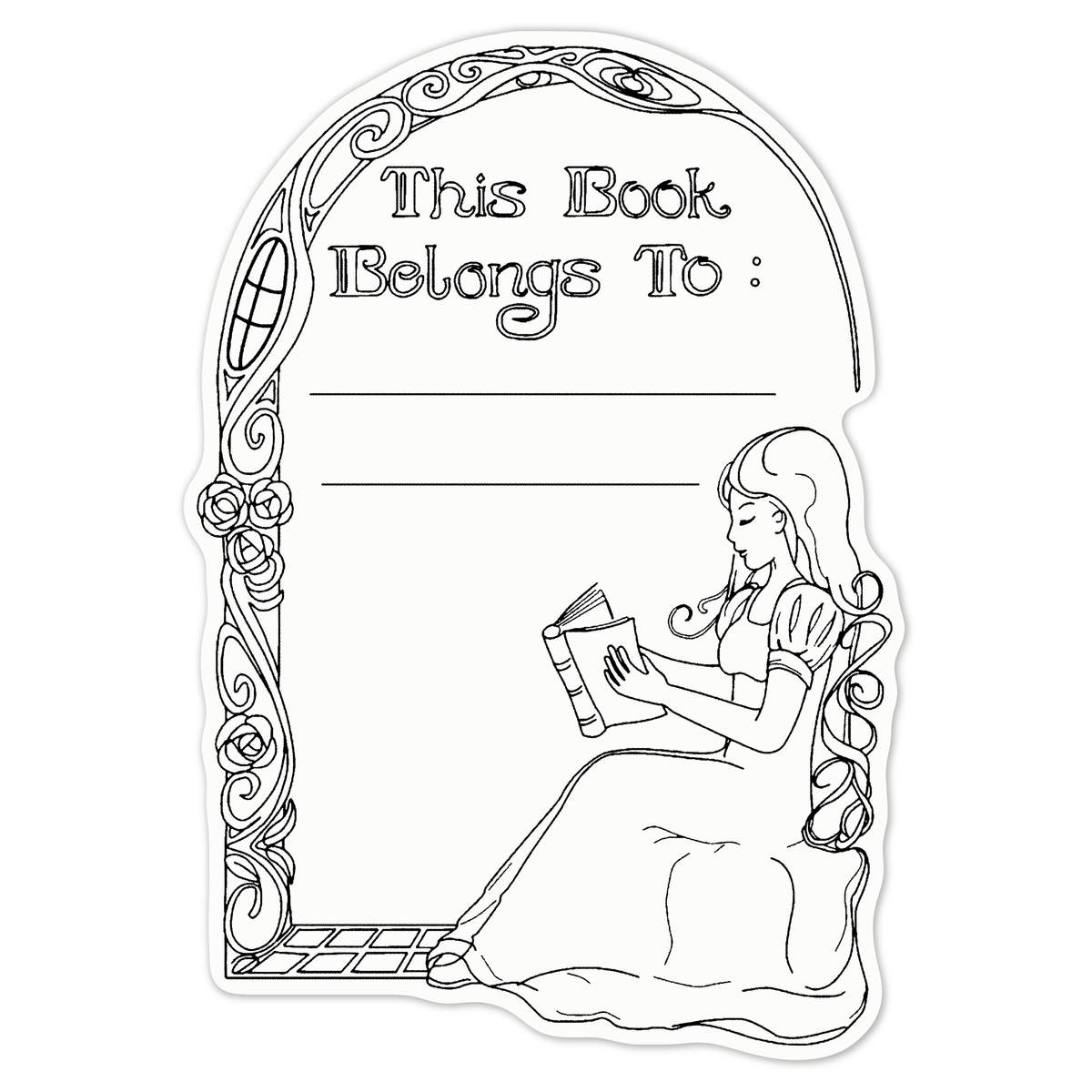 'This Book Belongs To' White Premium Vinyl Decal Sticker – Waterproof, Durable & Easy to Apply - For Car Bumpers, Windows, Bins & More - Large (210mm) (DW00004259)