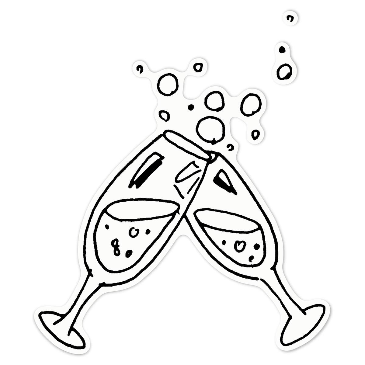 'Champagne Glasses' White Premium Vinyl Decal Sticker – Waterproof, Durable & Easy to Apply - For Car Bumpers, Windows, Bins & More - Large (210mm) (DW00005091)