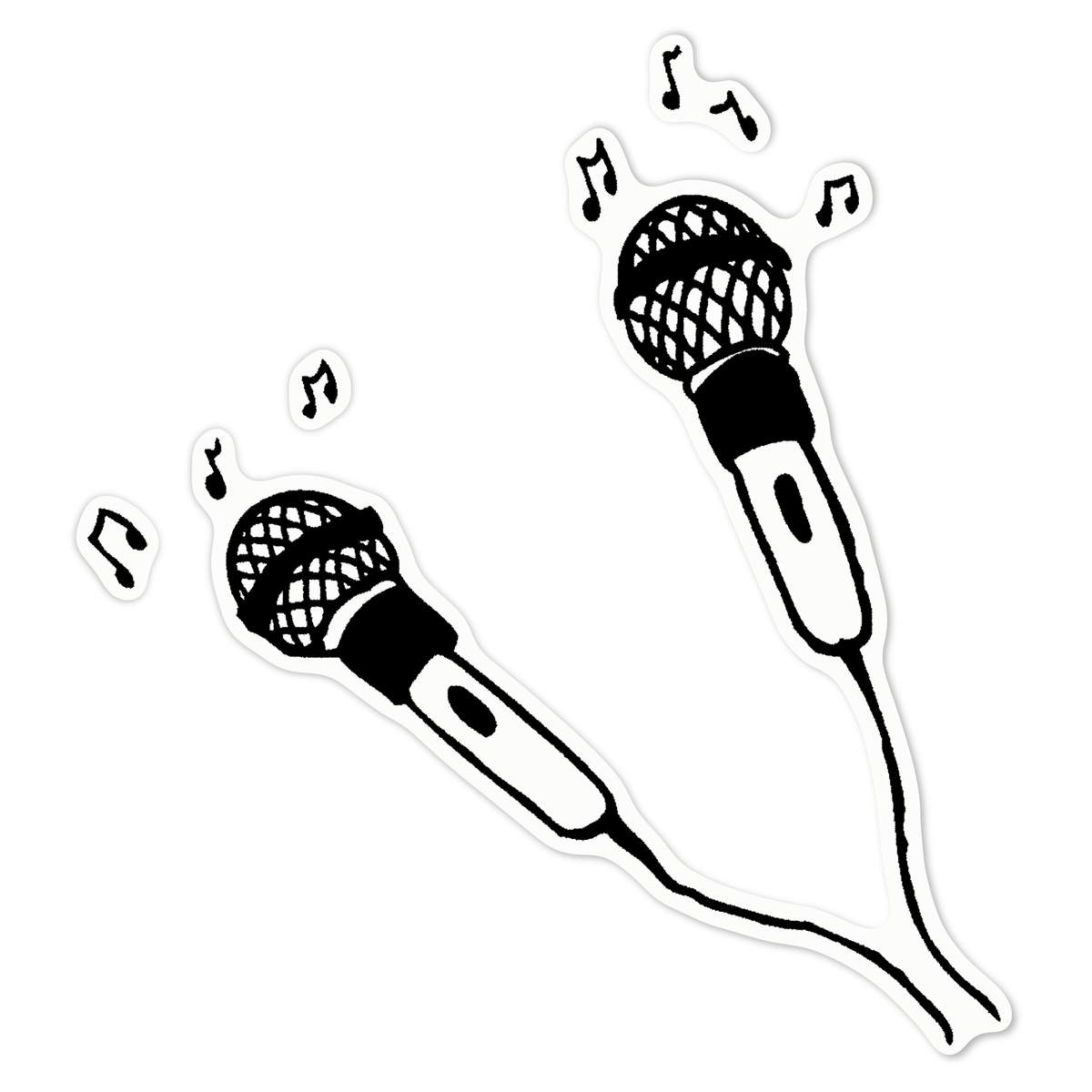 'Microphones' White Premium Vinyl Decal Sticker – Waterproof, Durable & Easy to Apply - For Car Bumpers, Windows, Bins & More - Large (210mm) (DW00007747)