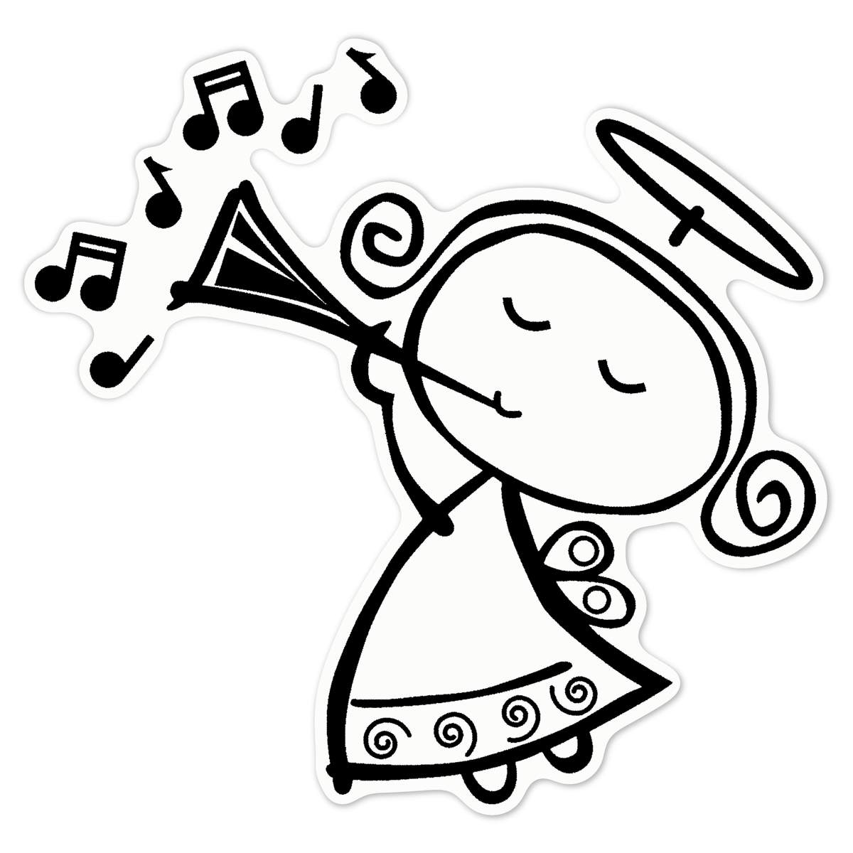 'Cute Musical Angel' White Premium Vinyl Decal Sticker – Waterproof, Durable & Easy to Apply - For Car Bumpers, Windows, Bins & More - Large (210mm) (DW00014475)