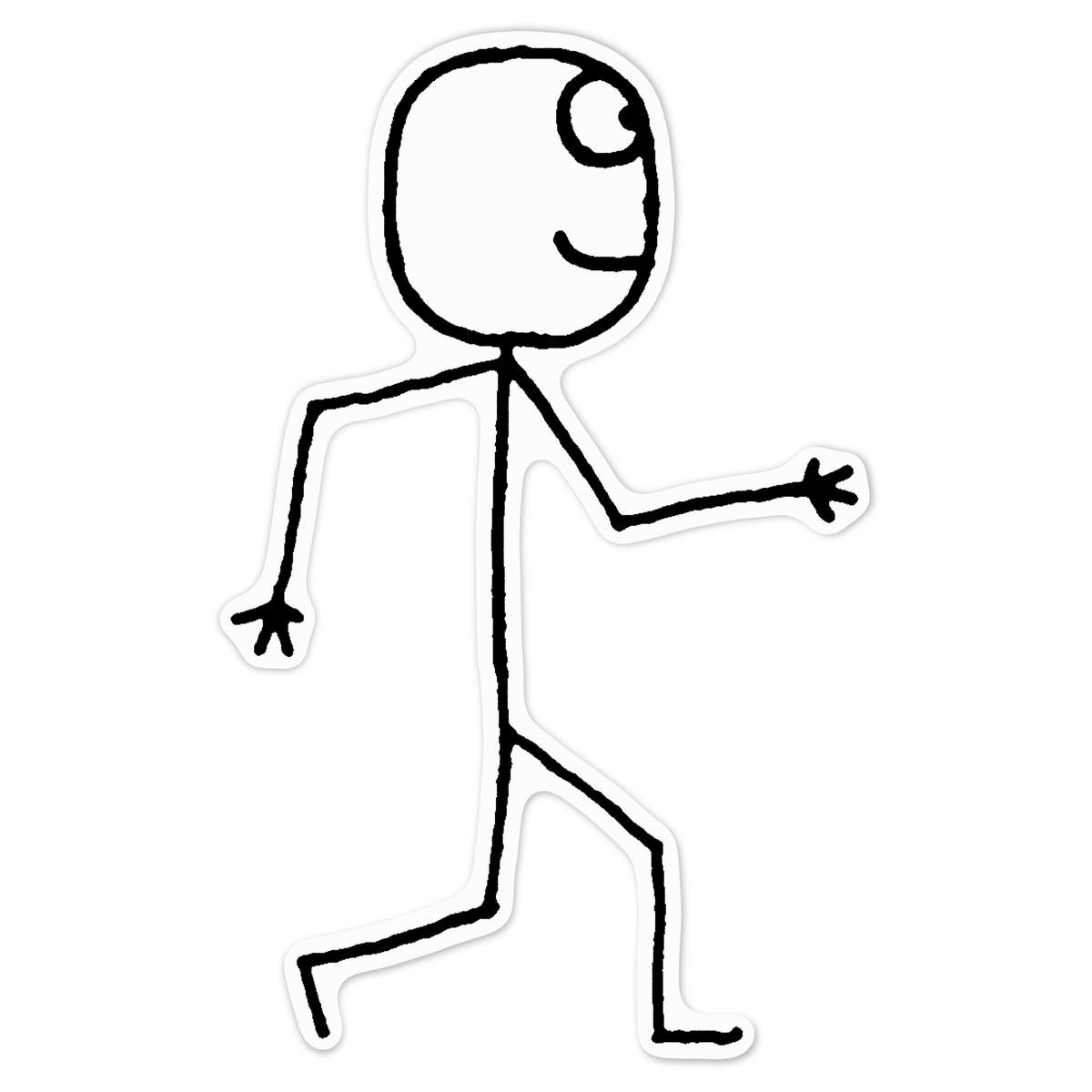 'Walking Stickman' Vinyl Decal Sticker - White, 21cm - Waterproof Permanent Graphic for Cars, Windows, Bins and Smooth Surfaces (DW00018895)