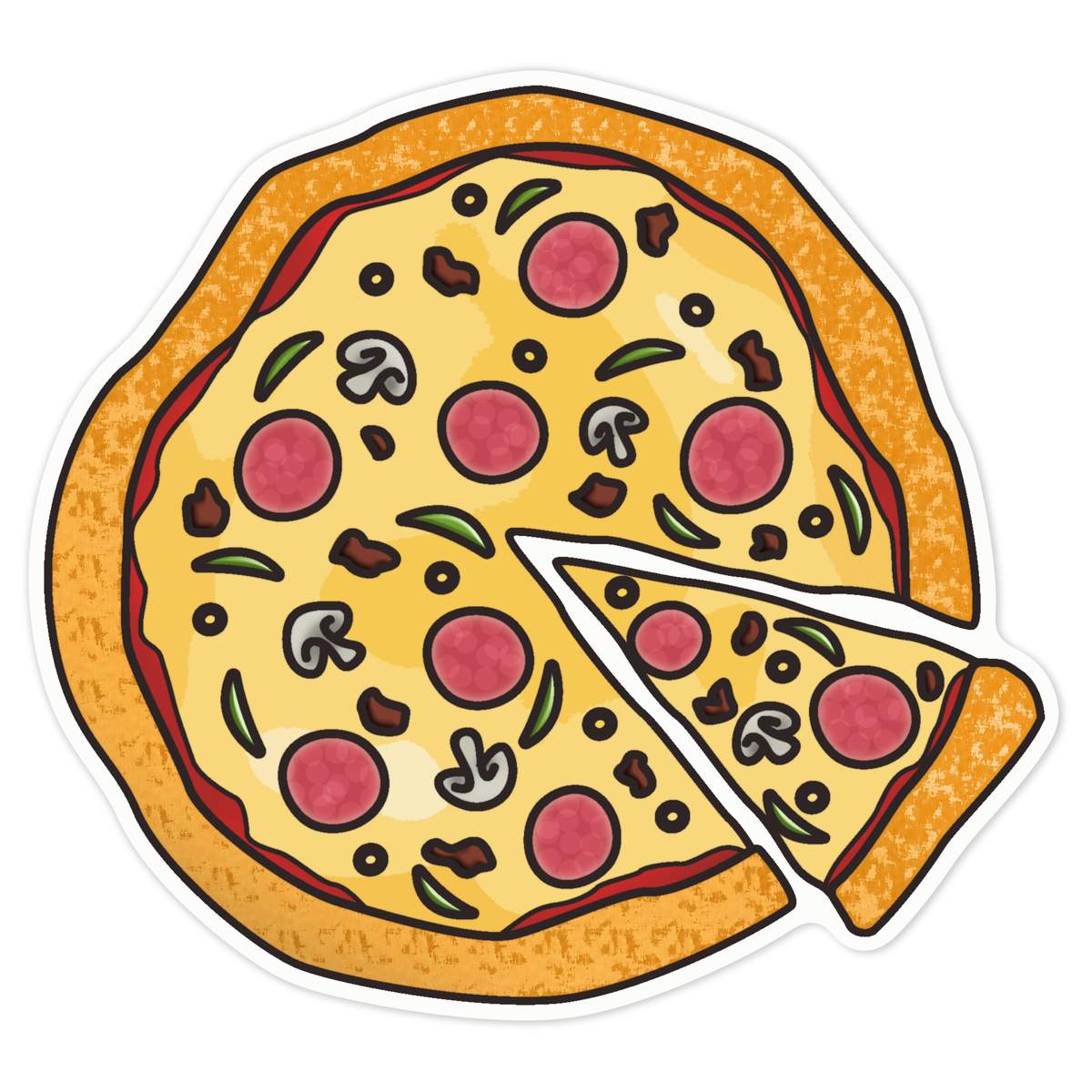 'Pizza' White Premium Vinyl Decal Sticker – Waterproof, Durable & Easy to Apply - For Car Bumpers, Windows, Bins & More - Large (210mm) (DW00032415)