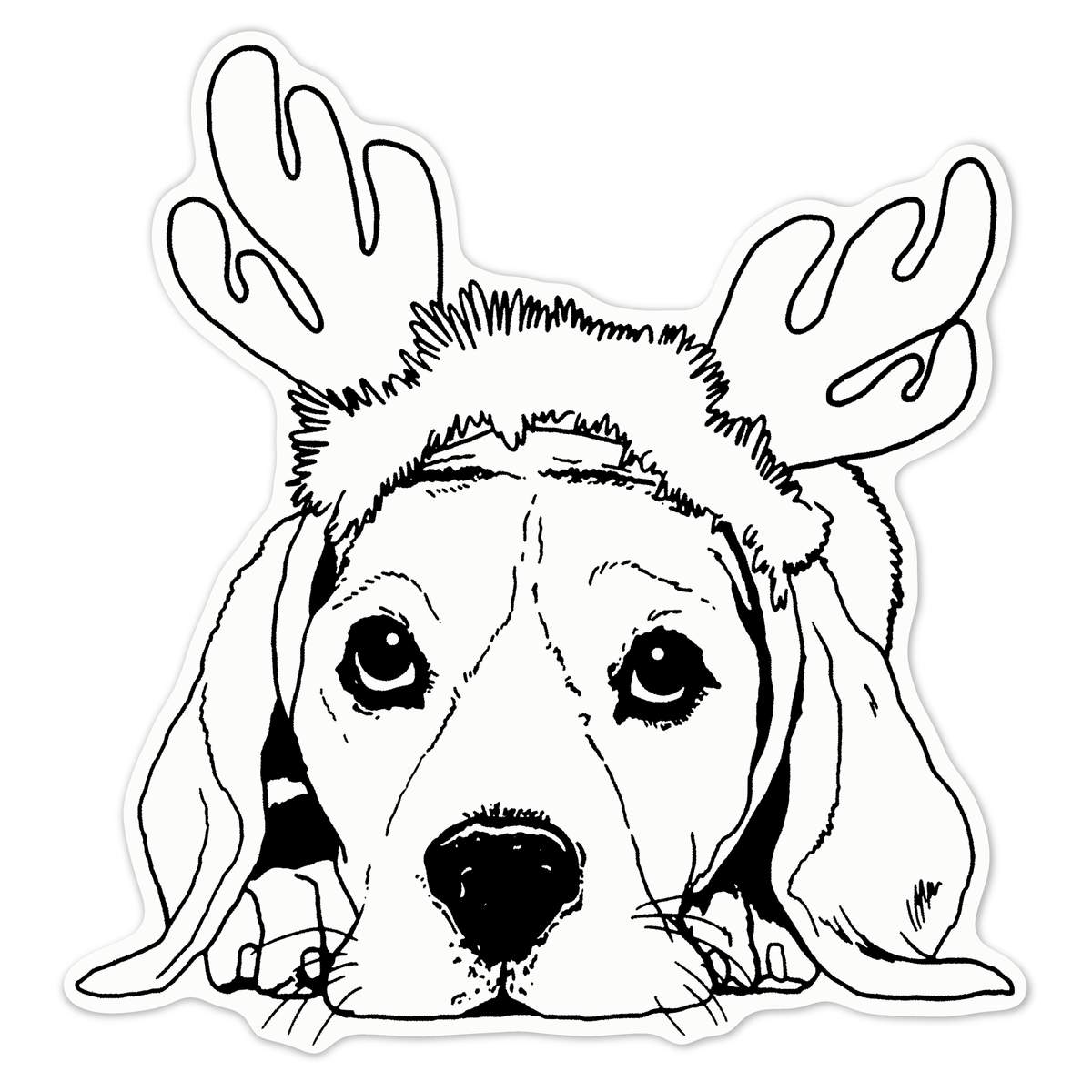 'Christmas Dog' White Premium Vinyl Decal Sticker – Waterproof, Durable & Easy to Apply - For Car Bumpers, Windows, Bins & More - Large (210mm) (DW00045275)