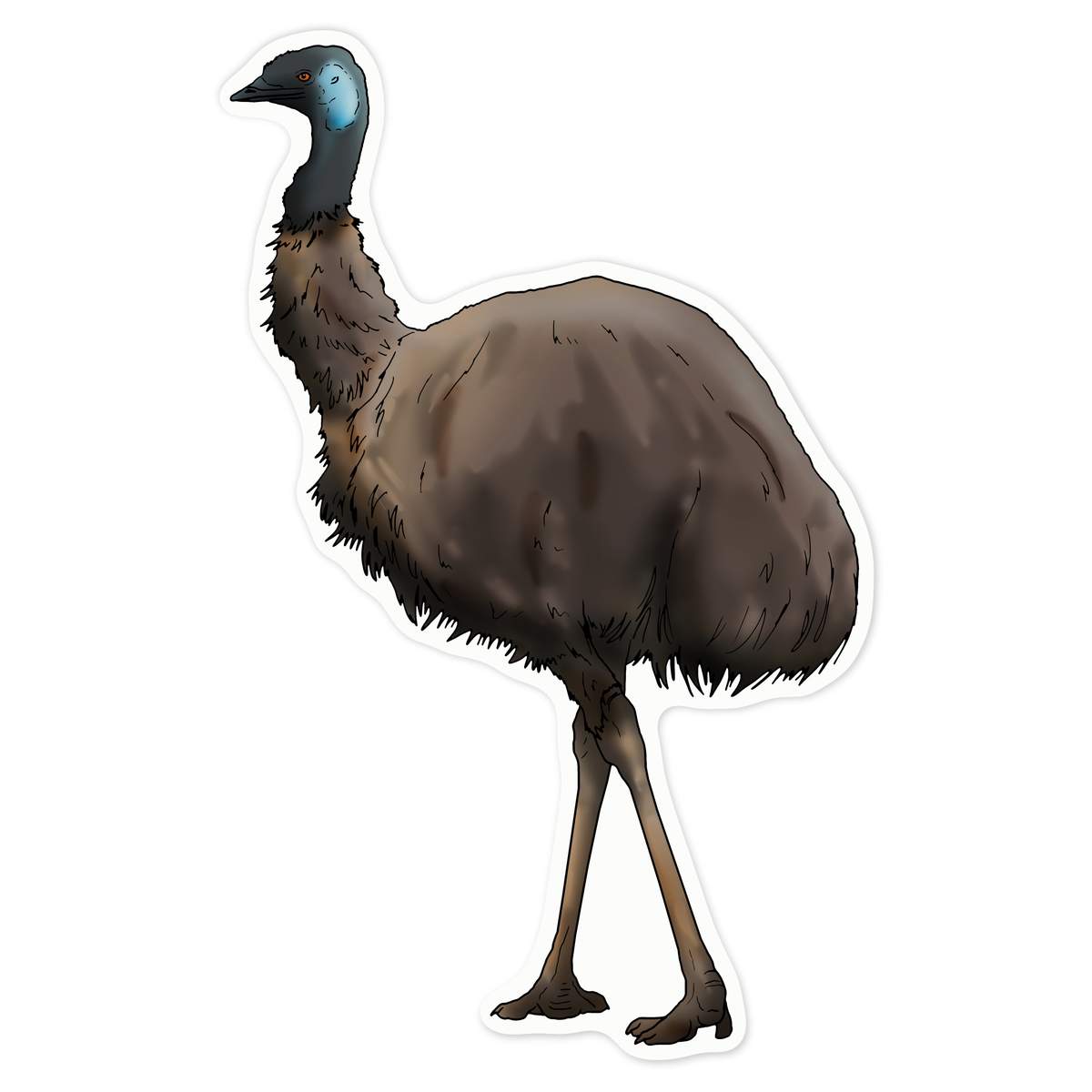 'Emu' Vinyl Decal Sticker - White, 21cm - Waterproof Permanent Graphic for Cars, Windows, Bins and Smooth Surfaces (DW00053467)