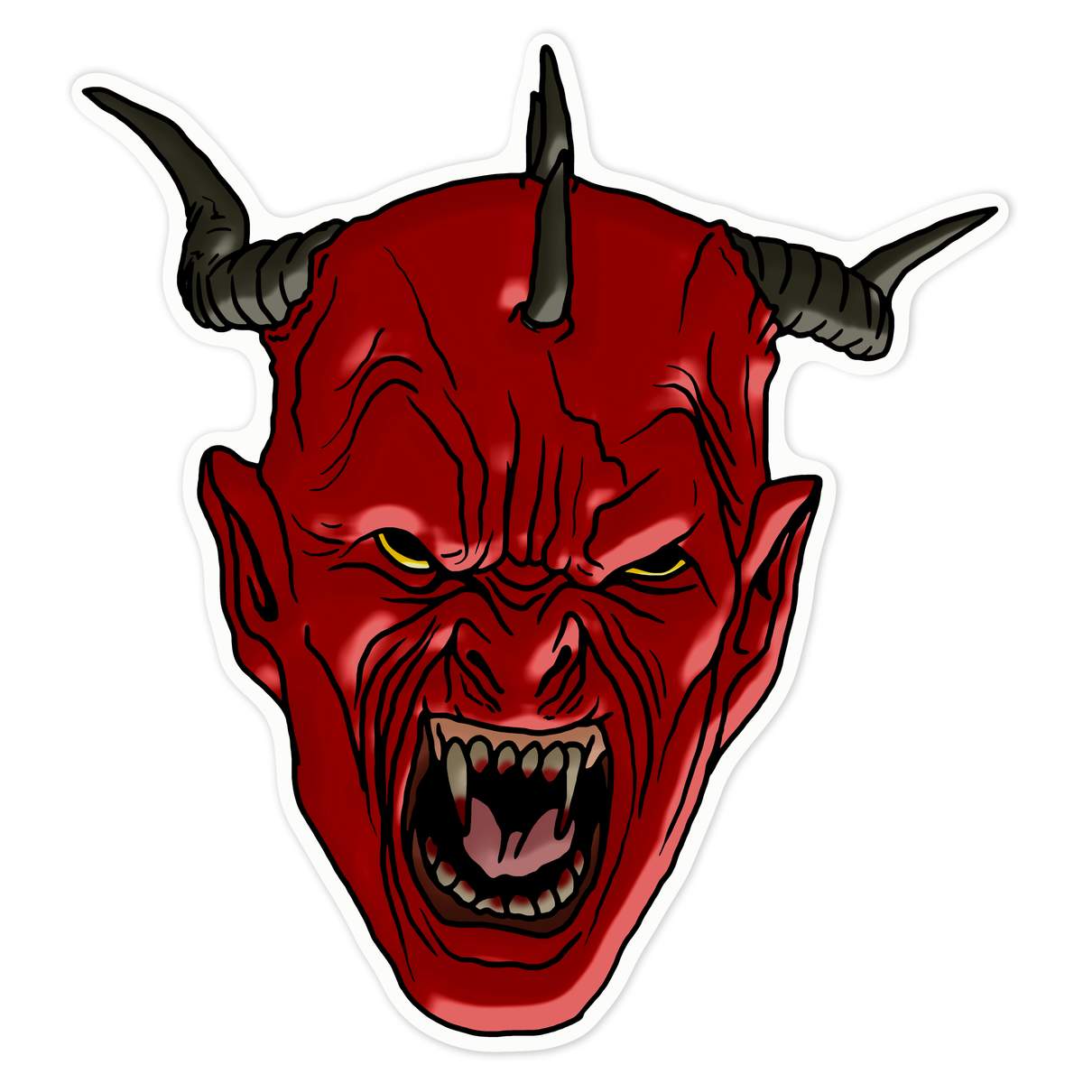 'Angry Vengeful Devil' White Premium Vinyl Decal Sticker – Waterproof, Durable & Easy to Apply - For Car Bumpers, Windows, Bins & More - Large (210mm) (DW00054127)