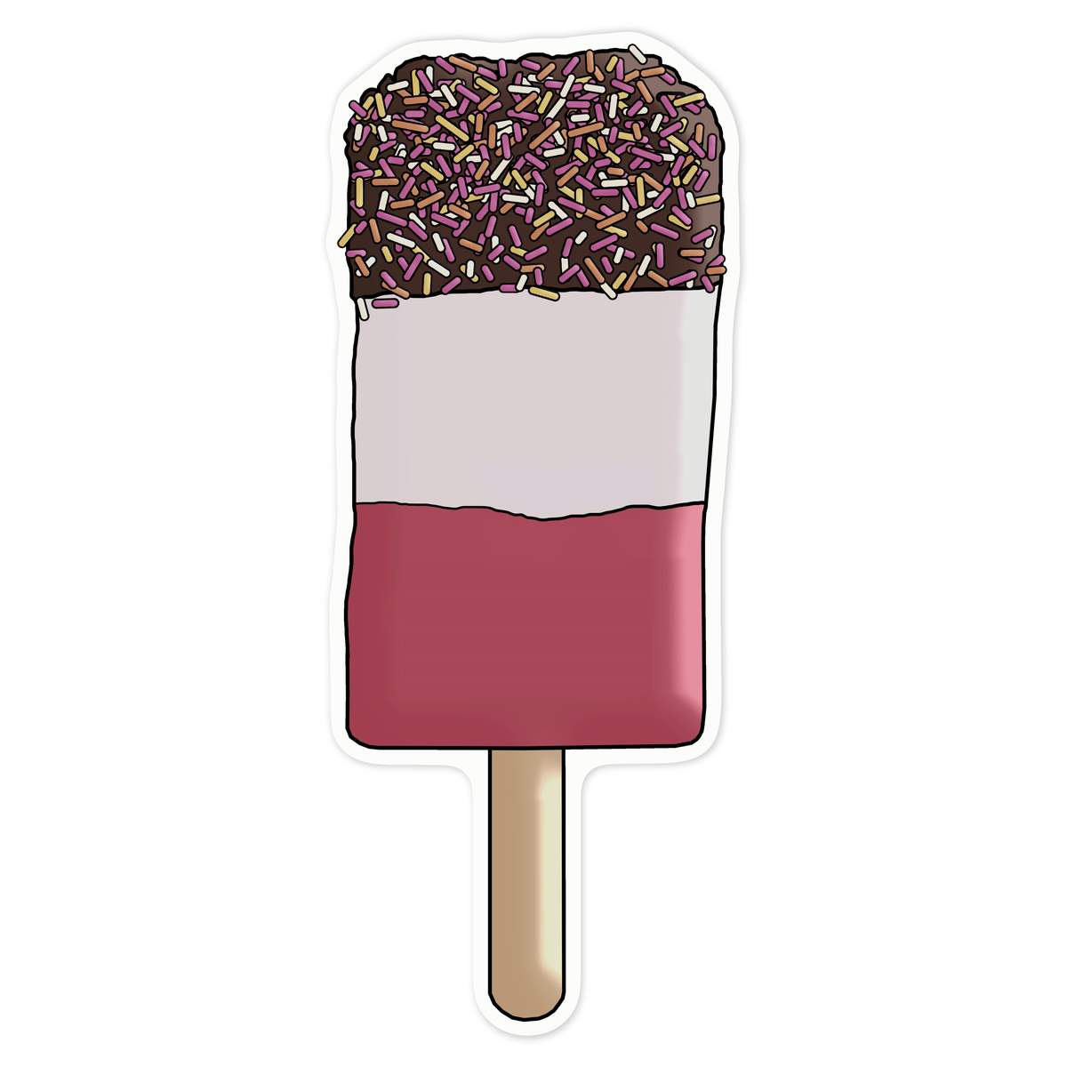 'Sprinkle Ice Lolly' White Premium Vinyl Decal Sticker – Waterproof, Durable & Easy to Apply - For Car Bumpers, Windows, Bins & More - Large (210mm) (DW00054287)