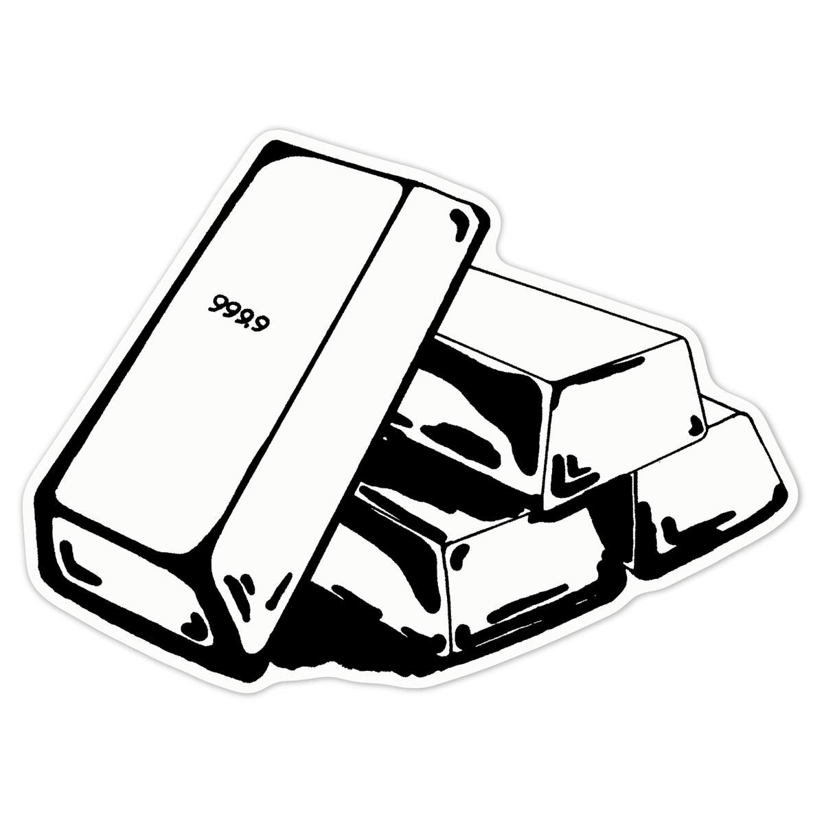 'Gold Bars' White Premium Vinyl Decal Sticker – Waterproof, Durable & Easy to Apply - For Car Bumpers, Windows, Bins & More - Large (210mm) (DW00055299)