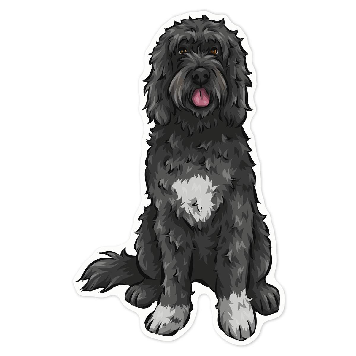'Portugese Water Dog' White Premium Vinyl Decal Sticker – Waterproof, Durable & Easy to Apply - For Car Bumpers, Windows, Bins & More - Large (210mm) (DW00058247)