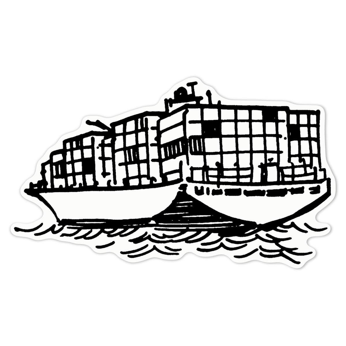'Container Ship' White Premium Vinyl Decal Sticker – Waterproof, Durable & Easy to Apply - For Car Bumpers, Windows, Bins & More - Large (210mm) (DW00060063)