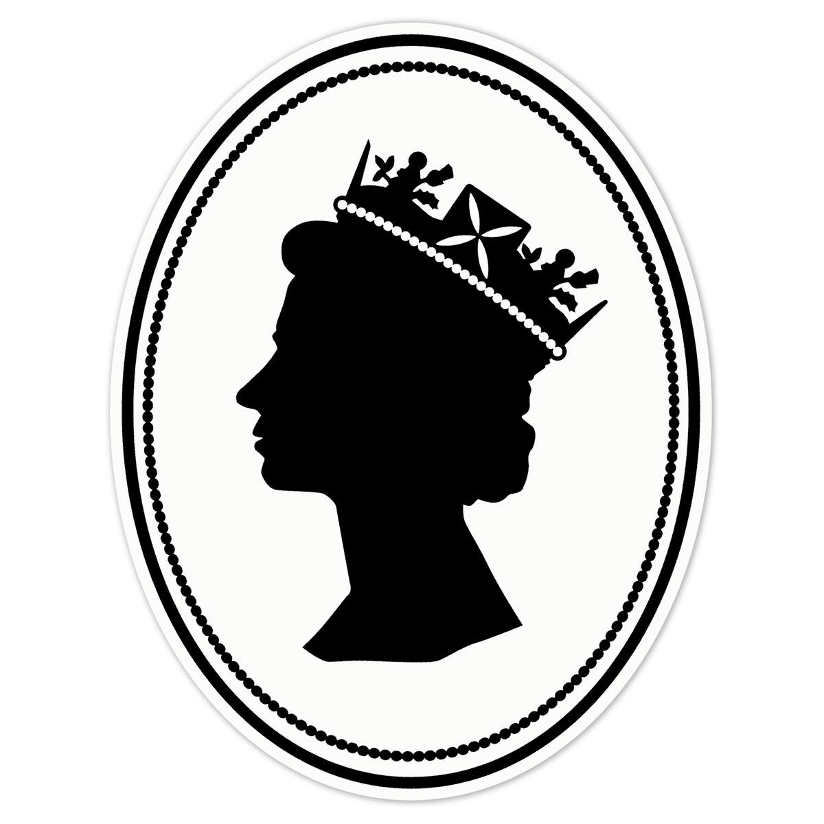 'Queen Elizabeth II' White Premium Vinyl Decal Sticker – Waterproof, Durable & Easy to Apply - For Car Bumpers, Windows, Bins & More - Large (210mm) (DW00070779)