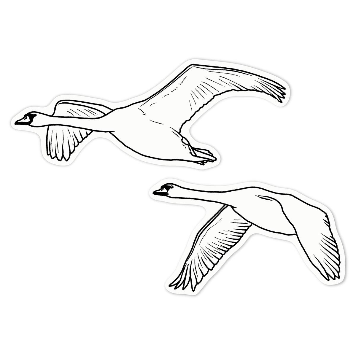 'Flying Swans' White Premium Vinyl Decal Sticker – Waterproof, Durable & Easy to Apply - For Car Bumpers, Windows, Bins & More - Large (210mm) (DW00080078)