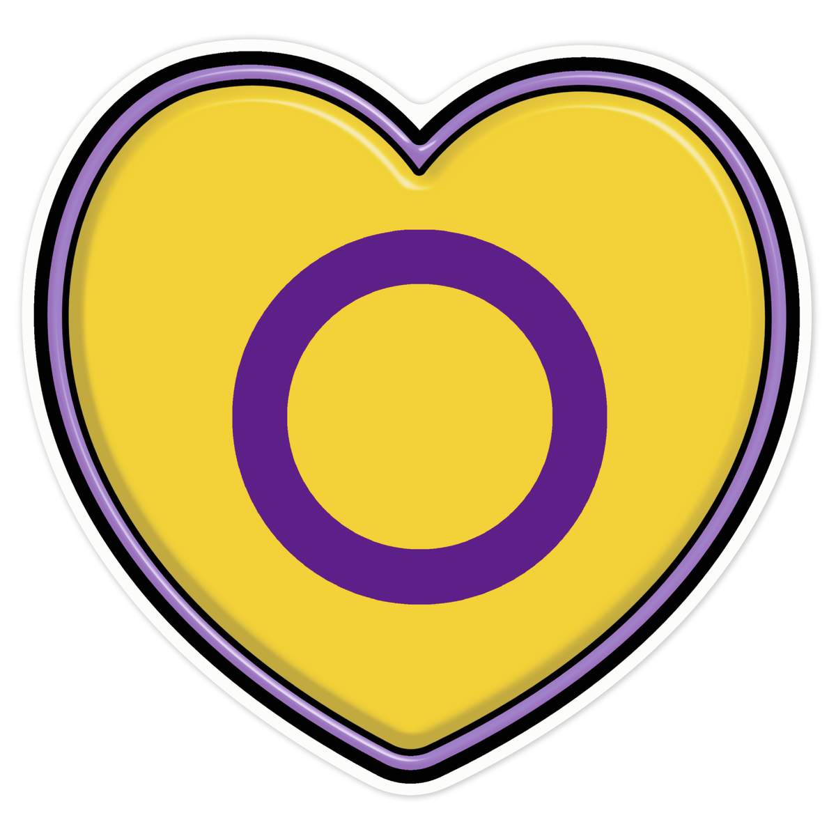'Intersex Pride Flag Heart' White Premium Vinyl Decal Sticker – Waterproof, Durable & Easy to Apply - For Car Bumpers, Windows, Bins & More - Large (210mm) (DW00084298)