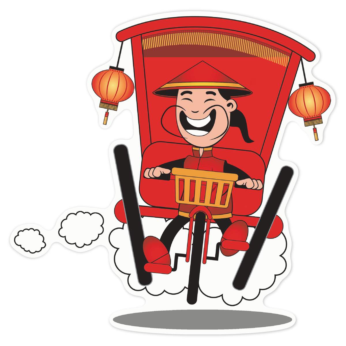 'Rickshaw' White Premium Vinyl Decal Sticker – Waterproof, Durable & Easy to Apply - For Car Bumpers, Windows, Bins & More - Large (210mm) (DW00087366)