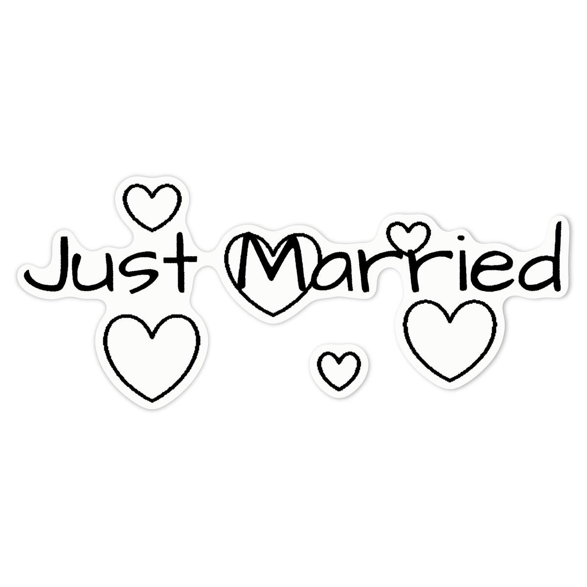'Just Married ' White Premium Vinyl Decal Sticker – Waterproof, Durable & Easy to Apply - For Car Bumpers, Windows, Bins & More - Large (210mm) (DW00090738)