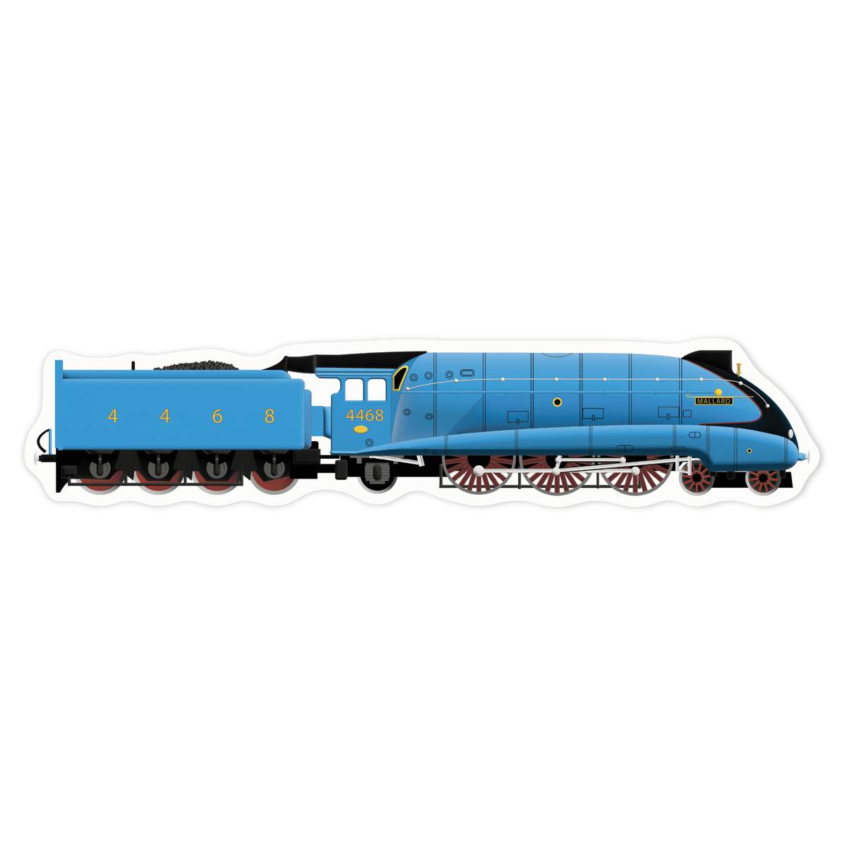 'Mallard Steam Train' White Premium Vinyl Decal Sticker – Waterproof, Durable & Easy to Apply - For Car Bumpers, Windows, Bins & More - Large (210mm) (DW00090906)