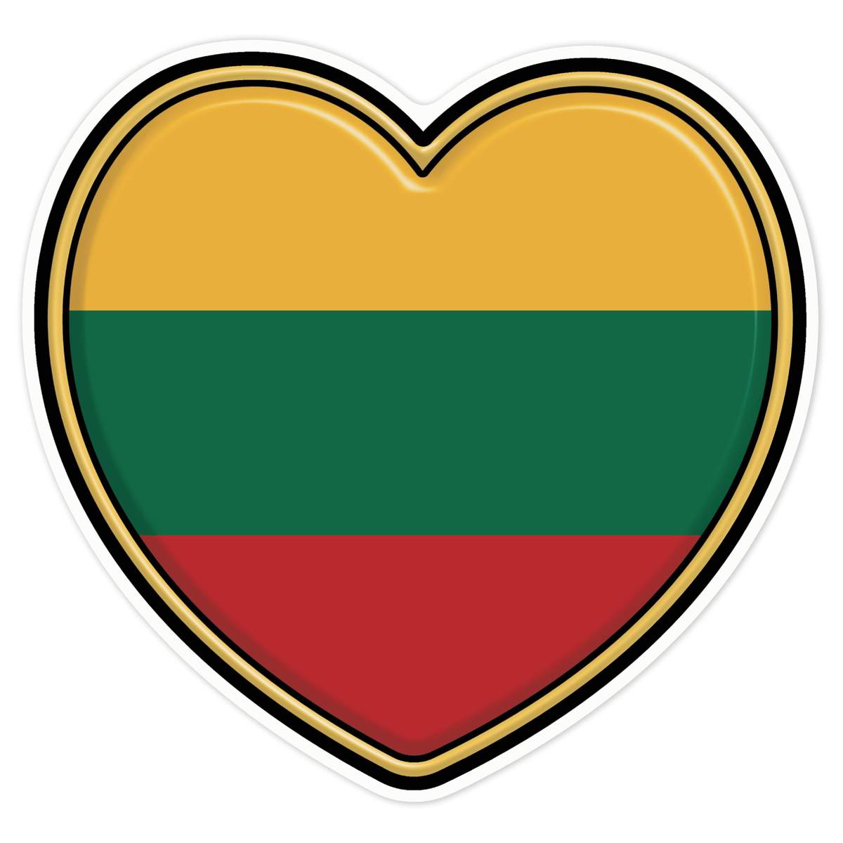 'Lithuania Flag Heart' White Premium Vinyl Decal Sticker – Waterproof, Durable & Easy to Apply - For Car Bumpers, Windows, Bins & More - Large (210mm) (DW00093162)