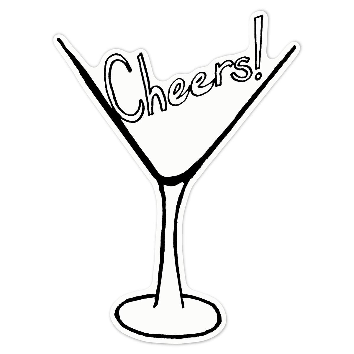 'Cheers wine glass' White Premium Vinyl Decal Sticker – Waterproof, Durable & Easy to Apply - For Car Bumpers, Windows, Bins & More - Large (210mm) (DW00094998)