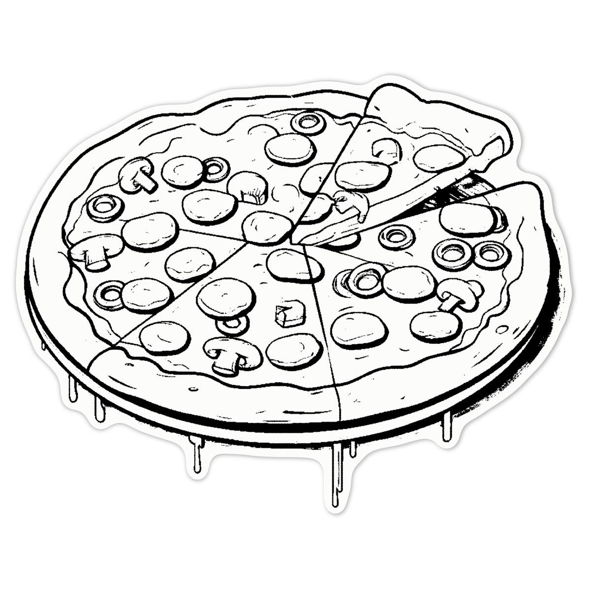 'pizza' White Premium Vinyl Decal Sticker – Waterproof, Durable & Easy to Apply - For Car Bumpers, Windows, Bins & More - Large (210mm) (DW00098946)