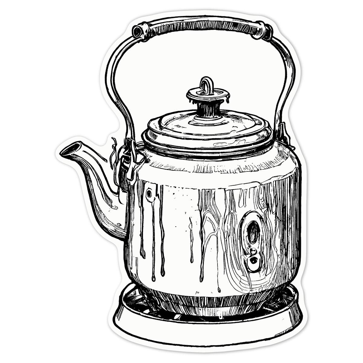 'Stove Top Kettle' White Premium Vinyl Decal Sticker – Waterproof, Durable & Easy to Apply - For Car Bumpers, Windows, Bins & More - Large (210mm) (DW00112838)