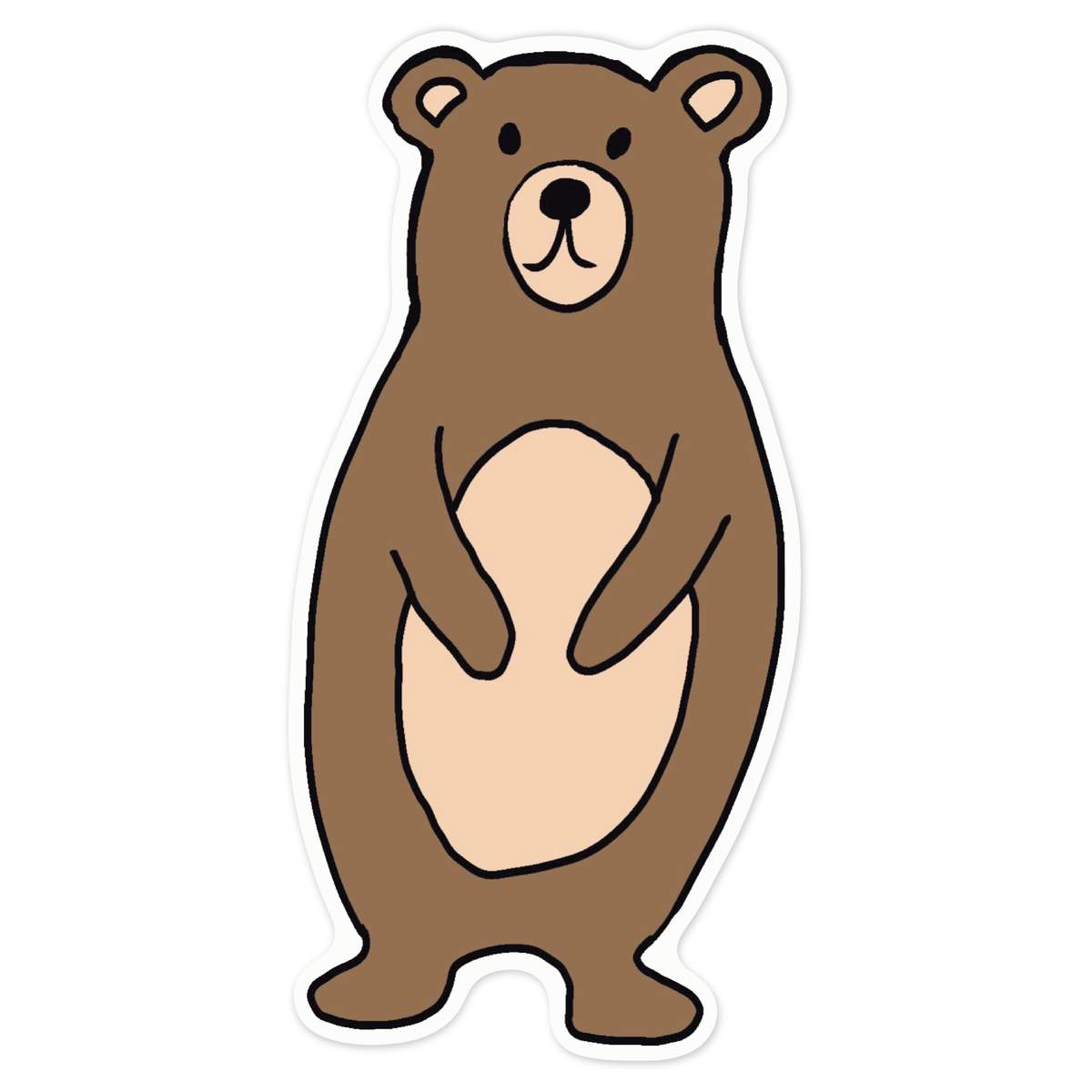 'Cute Brown Bear' White Premium Vinyl Decal Sticker – Waterproof, Durable & Easy to Apply - For Car Bumpers, Windows, Bins & More - Large (210mm) (DW00114814)