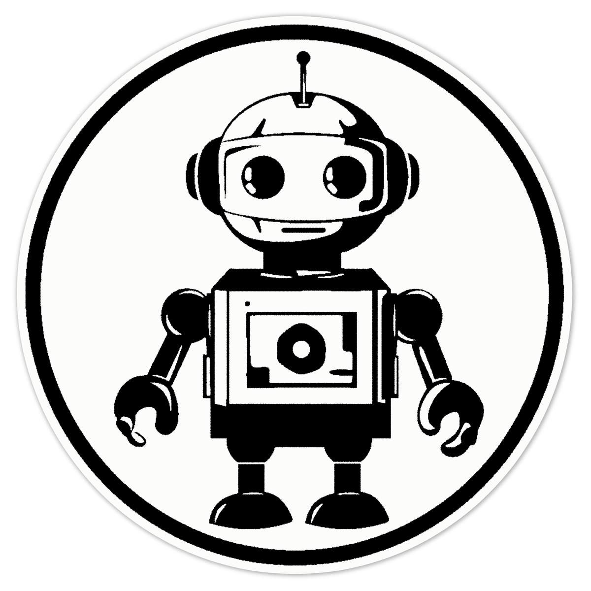 'Cute Robot' Vinyl Decal Sticker - White, 21cm - Waterproof Permanent Graphic for Cars, Windows, Bins and Smooth Surfaces (DW00115382)