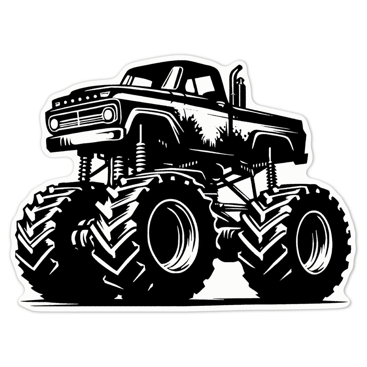 'Monster Truck' White Premium Vinyl Decal Sticker – Waterproof, Durable & Easy to Apply - For Car Bumpers, Windows, Bins & More - Large (210mm) (DW00117538)