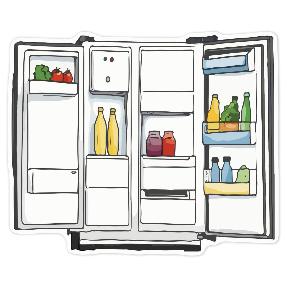 'Open Fridge' White Premium Vinyl Decal Sticker – Waterproof, Durable & Easy to Apply - For Car Bumpers, Windows, Bins & More - Large (210mm) (DW00118038)