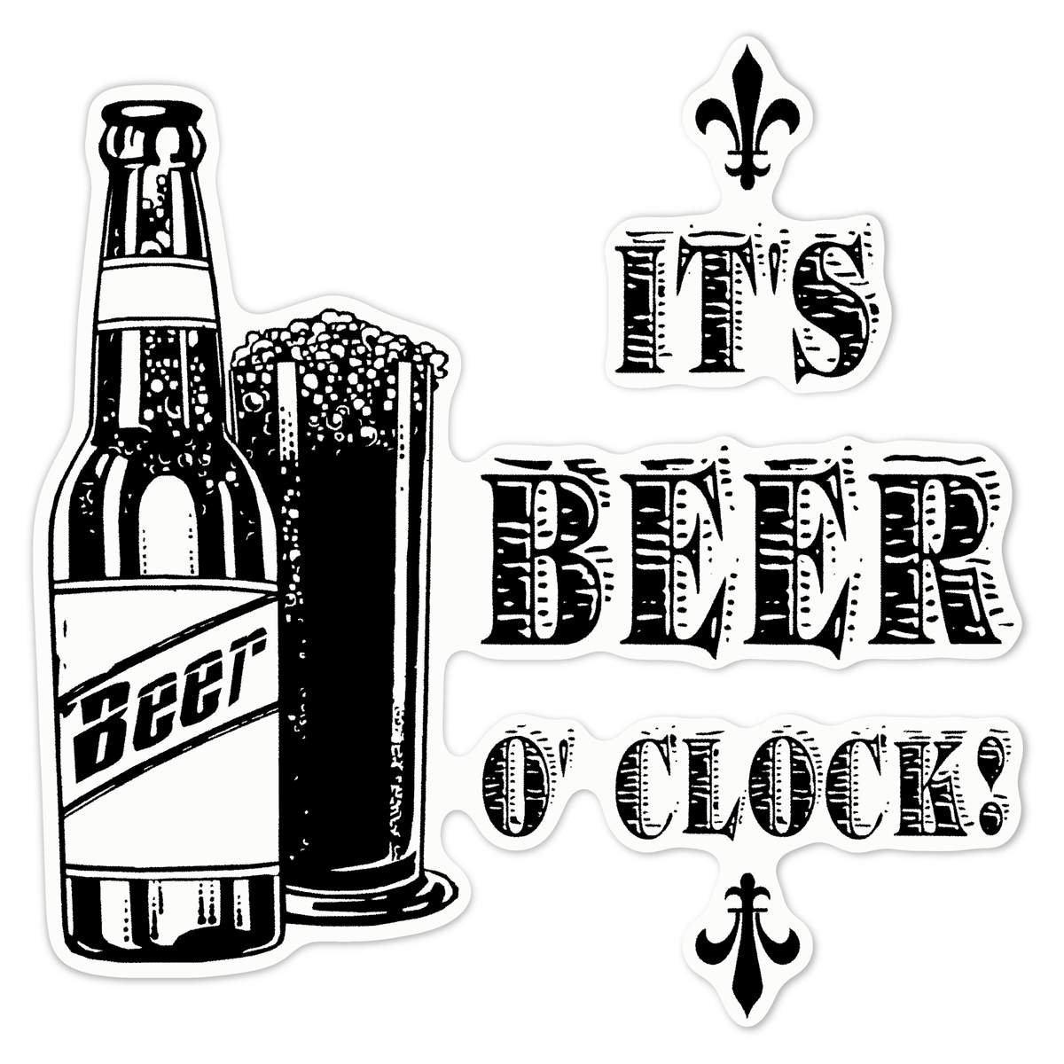 'It's Beer O' Clock' White Premium Vinyl Decal Sticker – Waterproof, Durable & Easy to Apply - For Car Bumpers, Windows, Bins & More - Large (210mm) (DW00119794)