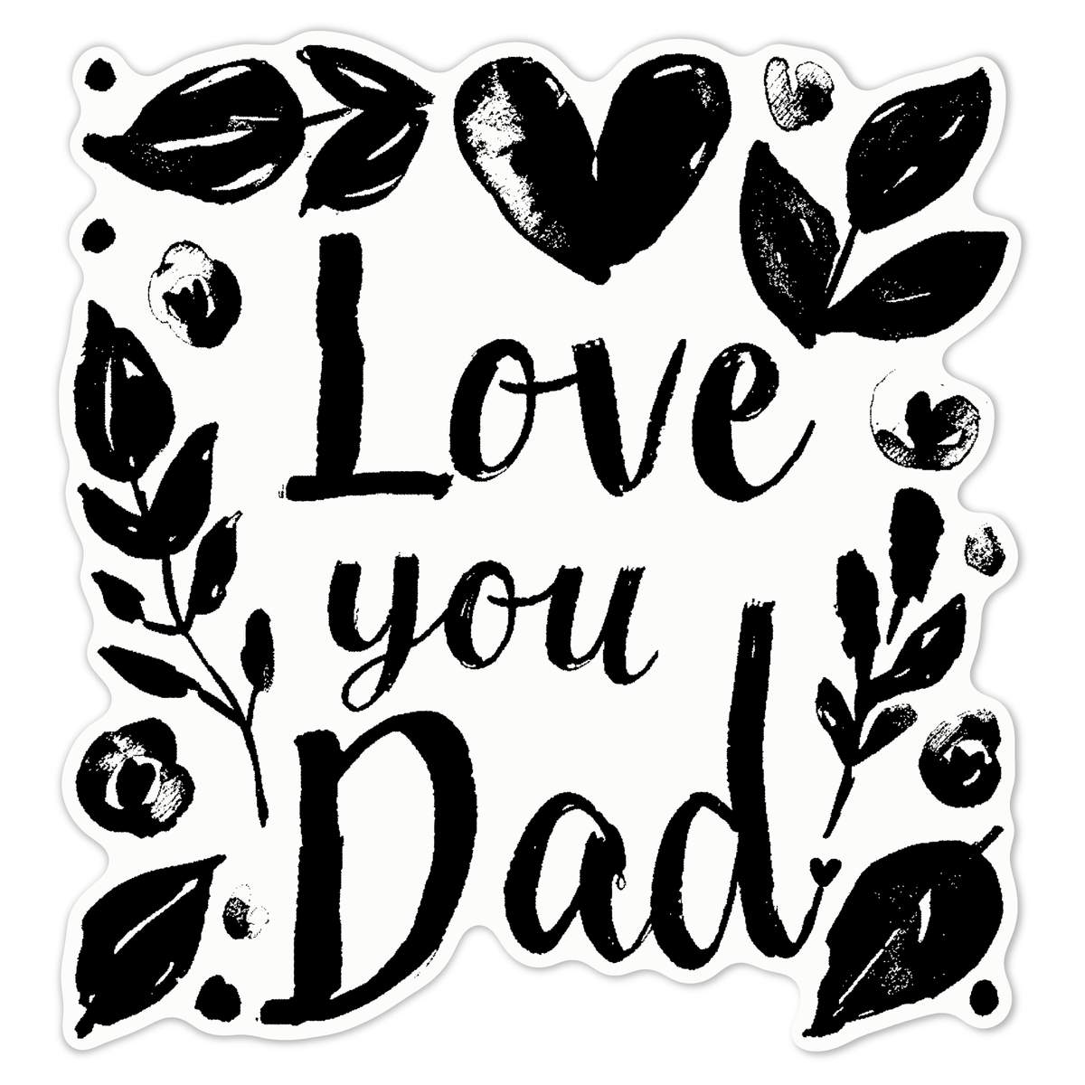 'Love You Dad with Leafs' White Premium Vinyl Decal Sticker – Waterproof, Durable & Easy to Apply - For Car Bumpers, Windows, Bins & More - Large (210mm) (DW00120670)
