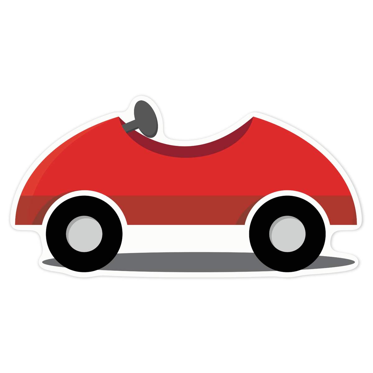 'Red Toy Car' White Premium Vinyl Decal Sticker – Waterproof, Durable & Easy to Apply - For Car Bumpers, Windows, Bins & More - Large (210mm) (DW00132926)