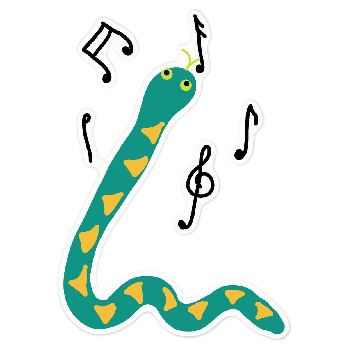 'A Musical Snake' White Premium Vinyl Decal Sticker – Waterproof, Durable & Easy to Apply - For Car Bumpers, Windows, Bins & More - Large (210mm) (DW00133646)