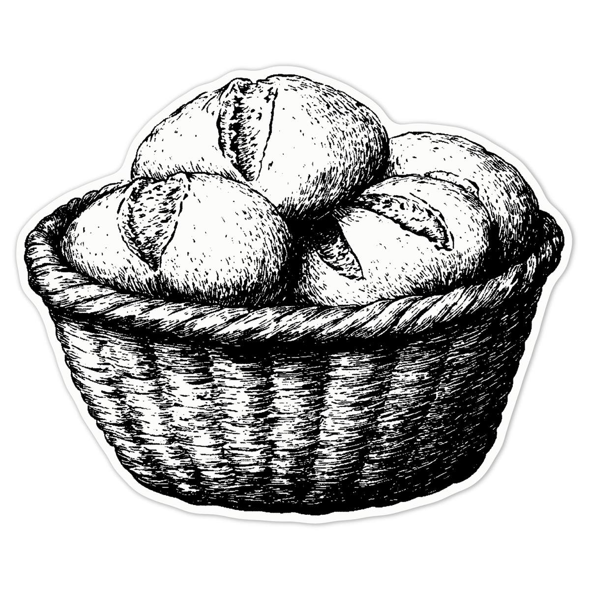 'Basket with Bread' White Premium Vinyl Decal Sticker – Waterproof, Durable & Easy to Apply - For Car Bumpers, Windows, Bins & More - Large (210mm) (DW00133894)