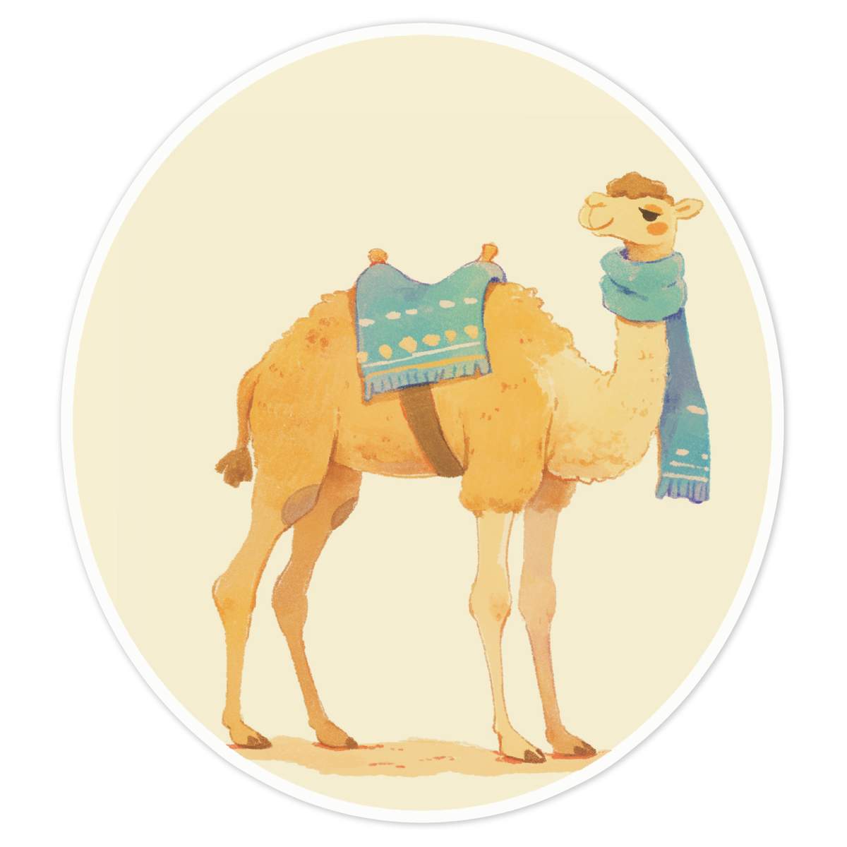 'Cute Camel Wearing Scarf' White Premium Vinyl Decal Sticker – Waterproof, Durable & Easy to Apply - For Car Bumpers, Windows, Bins & More - Large (210mm) (DW00133910)