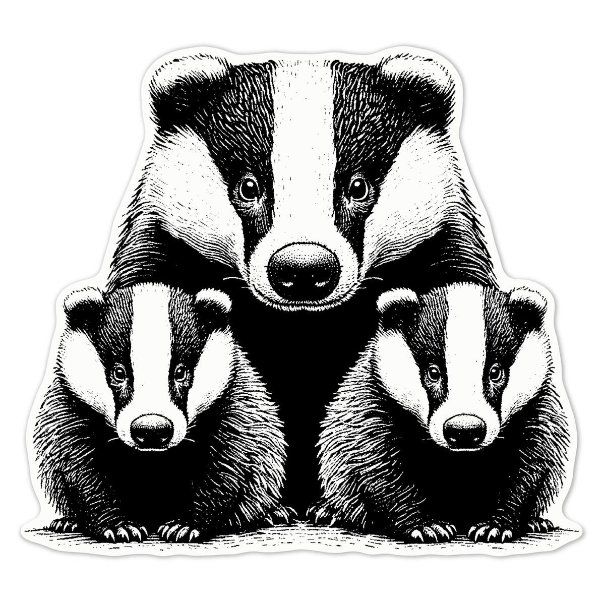 'Badger Family' White Premium Vinyl Decal Sticker – Waterproof, Durable & Easy to Apply - For Car Bumpers, Windows, Bins & More - Large (210mm) (DW00136430)