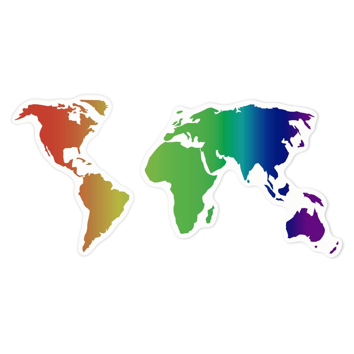 'Rainbow World Map' White Premium Vinyl Decal Sticker – Waterproof, Durable & Easy to Apply - For Car Bumpers, Windows, Bins & More - Large (210mm) (DW00136858)