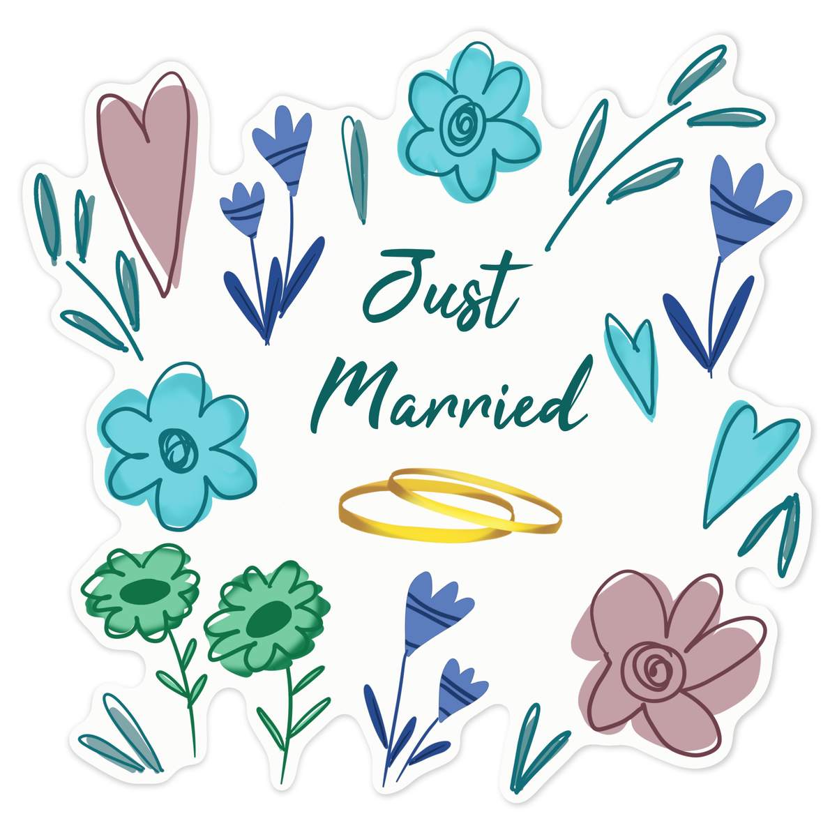 'Just Married' White Premium Vinyl Decal Sticker – Waterproof, Durable & Easy to Apply - For Car Bumpers, Windows, Bins & More - Large (210mm) (DW00137838)