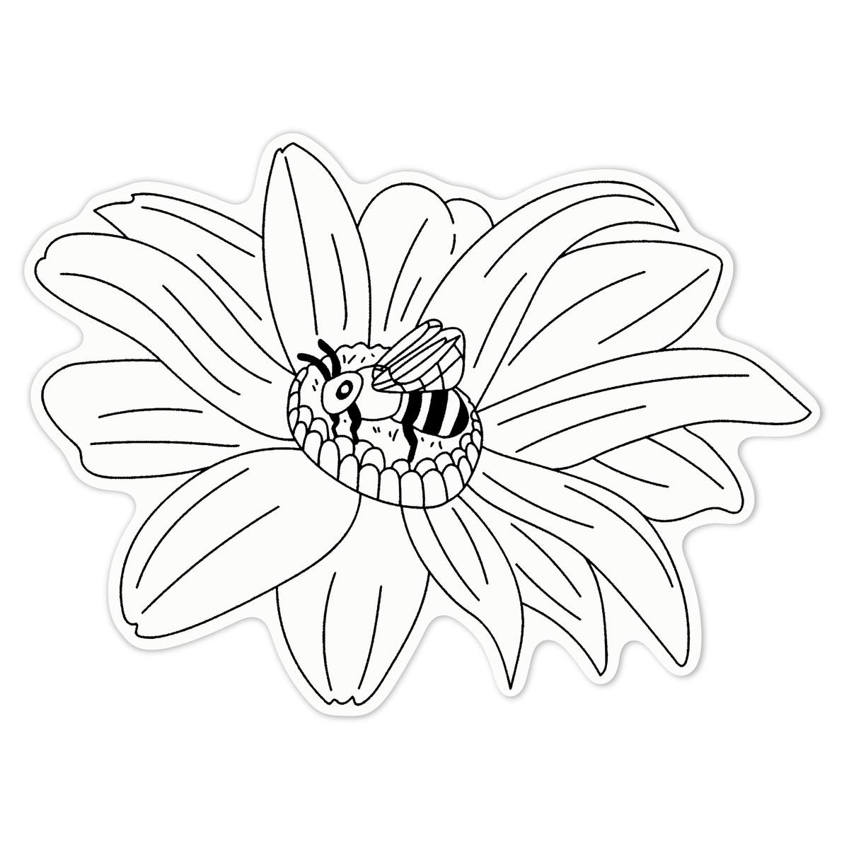 ' Honeybee & Daisy' White Premium Vinyl Decal Sticker – Waterproof, Durable & Easy to Apply - For Car Bumpers, Windows, Bins & More - Large (210mm) (DW00151210)