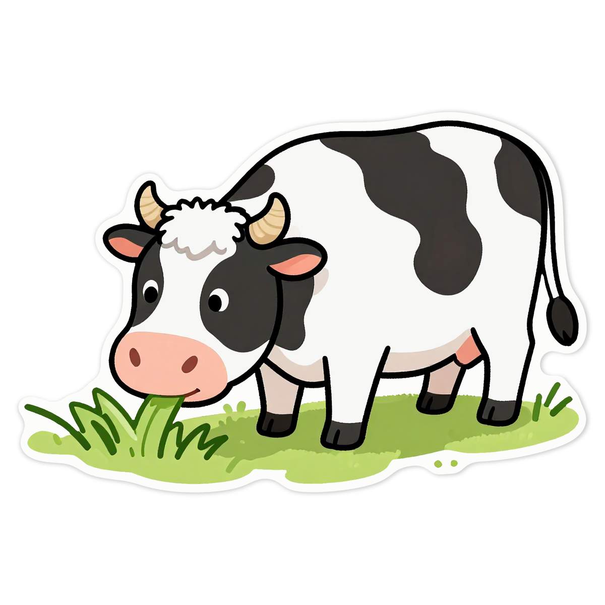 'Cow Eating Piece of Grass' Vinyl Decal Sticker - White, 21cm - Waterproof Permanent Graphic for Cars, Windows, Bins and Smooth Surfaces (DW00190103)