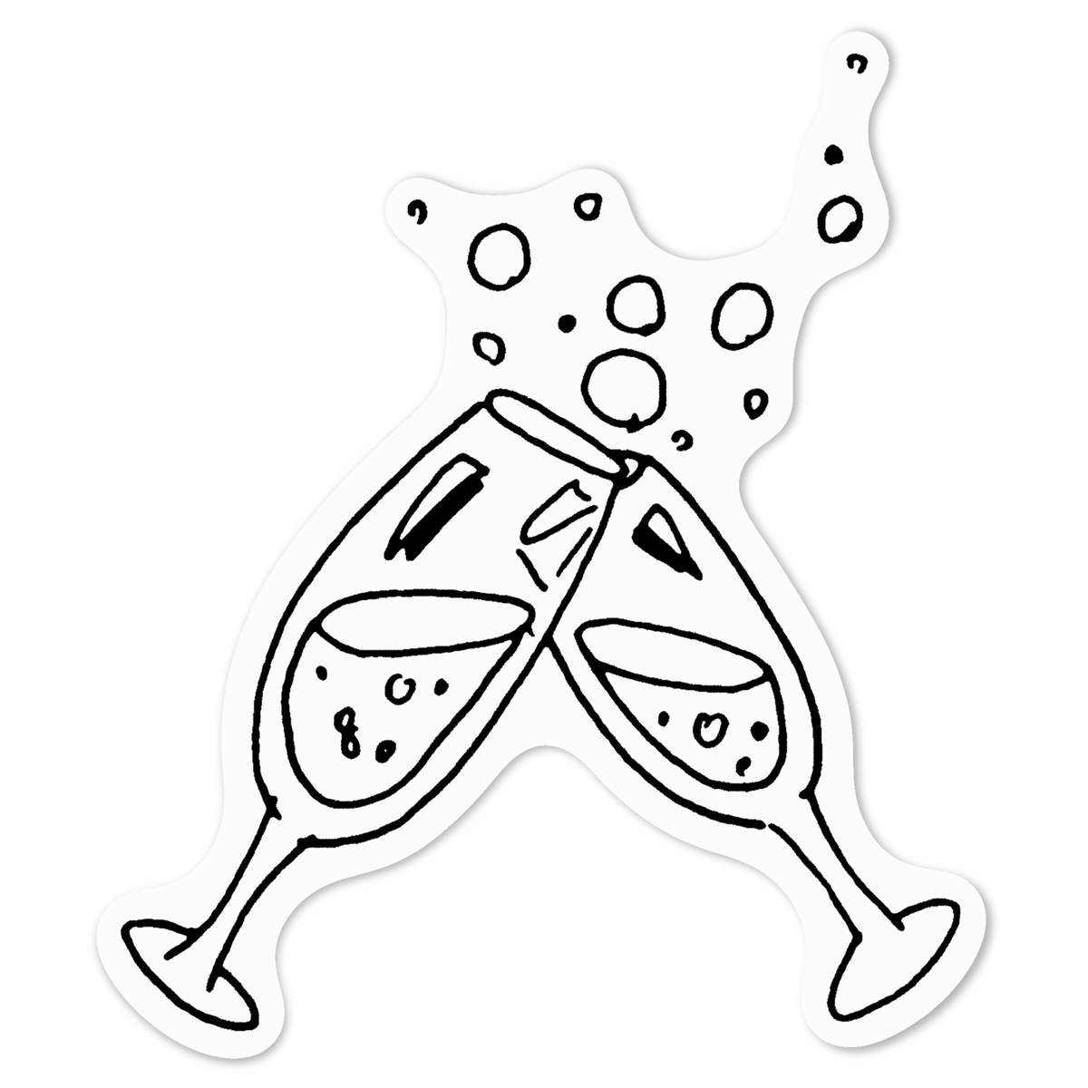 'Champagne Glasses' White Premium Vinyl Decal Sticker – Waterproof, Durable & Easy to Apply - For Car Bumpers, Windows, Bins & More - Medium (100mm) (DW00005090)